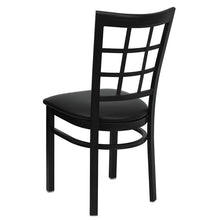 Load image into Gallery viewer, HERCULES Series Black Window Back Metal Restaurant Chair - Black Vinyl Seat - Back