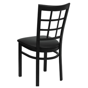 HERCULES Series Black Window Back Metal Restaurant Chair - Black Vinyl Seat - Back