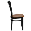 HERCULES Series Black Window Back Metal Restaurant Chair - Cherry Wood Seat - Side