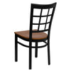 HERCULES Series Black Window Back Metal Restaurant Chair - Cherry Wood Seat - Back