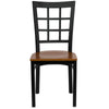 HERCULES Series Black Window Back Metal Restaurant Chair - Cherry Wood Seat - Front