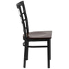 HERCULES Series Black Window Back Metal Restaurant Chair - Walnut Wood Seat - Side