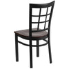 HERCULES Series Black Window Back Metal Restaurant Chair - Walnut Wood Seat - Back