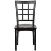 HERCULES Series Black Window Back Metal Restaurant Chair - Walnut Wood Seat - Front