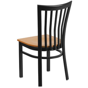 HERCULES Series Black School House Back Metal Restaurant Chair - Natural Wood Seat - Back