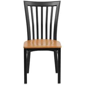 HERCULES Series Black School House Back Metal Restaurant Chair - Natural Wood Seat - Front