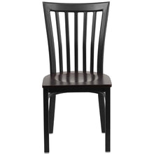 Load image into Gallery viewer, HERCULES Series Black School House Back Metal Restaurant Chair - Walnut Wood Seat - Front