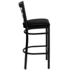 HERCULES Series Black Window Back Metal Restaurant Barstool - Black Vinyl Seat - Side