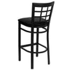 HERCULES Series Black Window Back Metal Restaurant Barstool - Black Vinyl Seat - Back