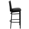 HERCULES Series Black School House Back Metal Restaurant Barstool - Black Vinyl Seat - Side
