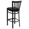HERCULES Series Black School House Back Metal Restaurant Barstool - Black Vinyl Seat - Back