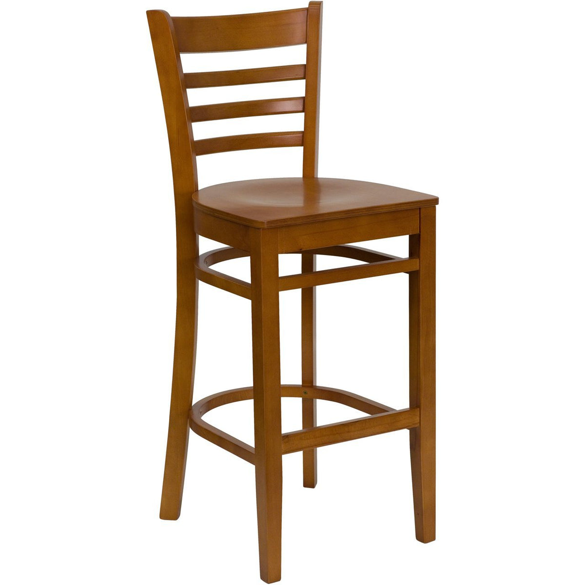 HERCULES Series Ladder Back Cherry Wood Restaurant Barstool Wholesale
