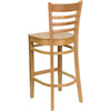 HERCULES Series Ladder Back Natural Wood Restaurant Barstool