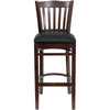 HERCULES Series Vertical Slat Back Walnut Wood Restaurant Barstool