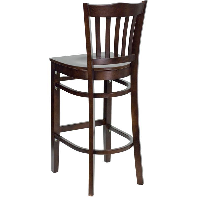 HERCULES Series Vertical Slat Back Walnut Wood Restaurant Barstool