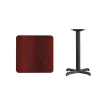 Load image into Gallery viewer, 24&#39;&#39; Square Mahogany Laminate Table Top with 22&#39;&#39; x 22&#39;&#39; Table Height Base