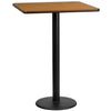 24'' Square Natural Laminate Table Top with 18'' Round Bar Height Table Base