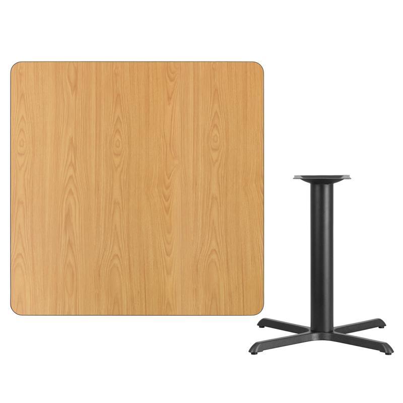 Square Natural Laminate Table Top with 33'' x 33'' Table Height Base