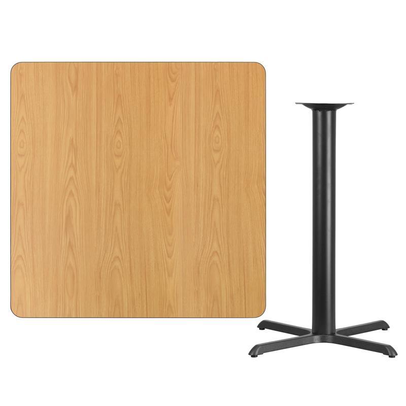 42'' Square Natural Laminate Table Top with 33'' x 33'' Bar Height Tab Wholesale Bar Stool Club