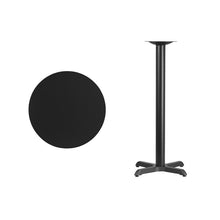 Load image into Gallery viewer, 24&#39;&#39; Round Black Laminate Table Top with 22&#39;&#39; x 22&#39;&#39; Bar Height Table Base