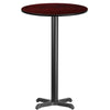 24'' Round Mahogany Laminate Table Top with 22'' x 22'' Bar Height Table Base