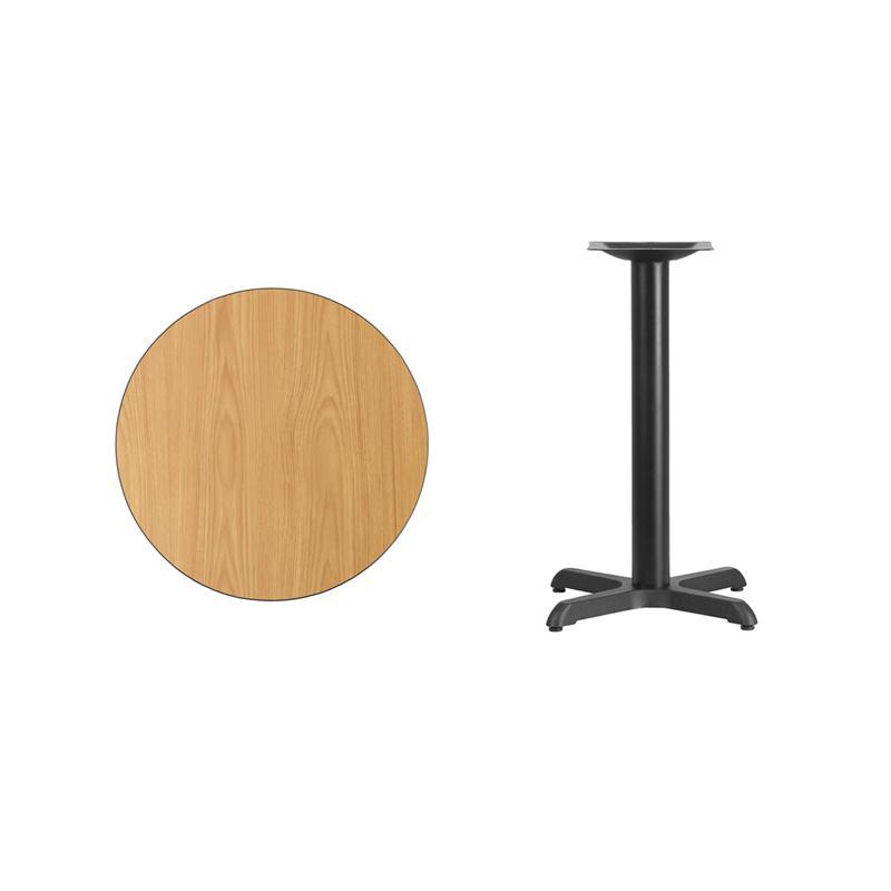 Round Natural Laminate Table Top with 22'' x 22'' Table Height Base