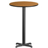 24'' Round Natural Laminate Table Top with 22'' x 22'' Bar Height Table Base