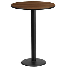 Load image into Gallery viewer, 24&#39;&#39; Round Walnut Laminate Table Top with 18&#39;&#39; Round Bar Height Table Base