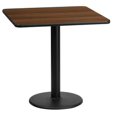 Load image into Gallery viewer, 24&#39;&#39; Square Walnut Laminate Table Top with 18&#39;&#39; Round Table Height Base