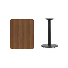 Load image into Gallery viewer, 24&#39;&#39; x 30&#39;&#39; Rectangular Walnut Laminate Table Top with 18&#39;&#39; Round Table Height Base