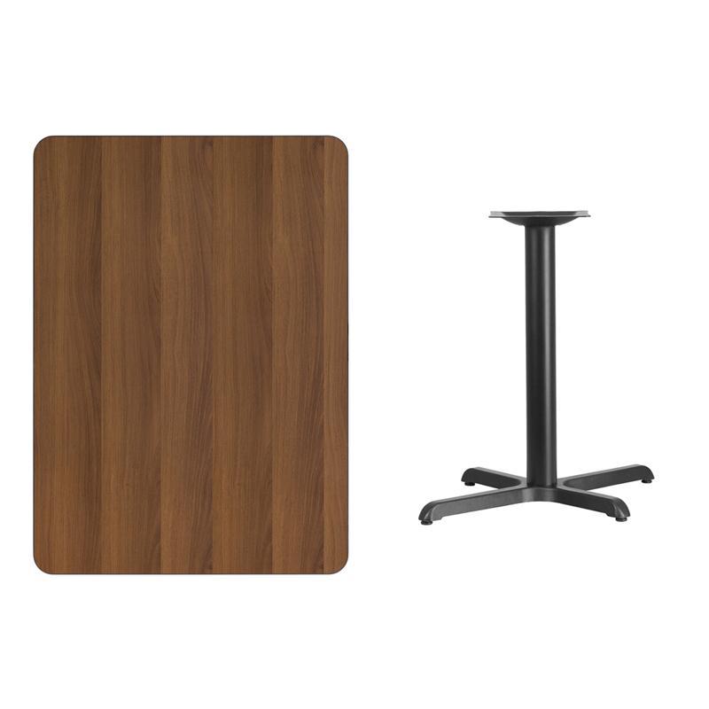 Rectangular Walnut Laminate Table Top with 22'' x 30'' Table Height Base