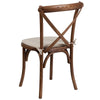 HERCULES Series Stackable Pecan Wood Cross Back Chair with Cushion