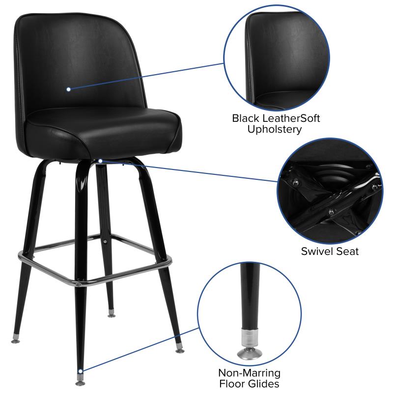 "The Big Boss" Heavy Duty Metal Barstool with Swivel Bucket Seat