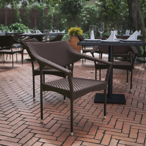 Commercial Grade Stacking Patio Chair, All Weather PE Rattan Wicker Patio Dining Chair in Espresso