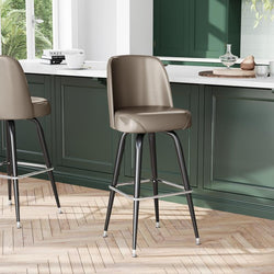 "The Big Boss" Beige Metal Barstool with Swivel Bucket Seat