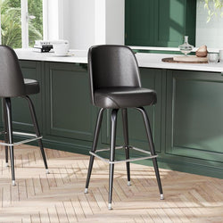 "The Big Boss" Dark Brown Metal Barstool with Swivel Bucket Seat