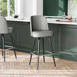 "The Big Boss" Grey Metal Barstool with Swivel Bucket Seat