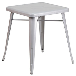 23.75'' Square Silver Metal Indoor-Outdoor Table
