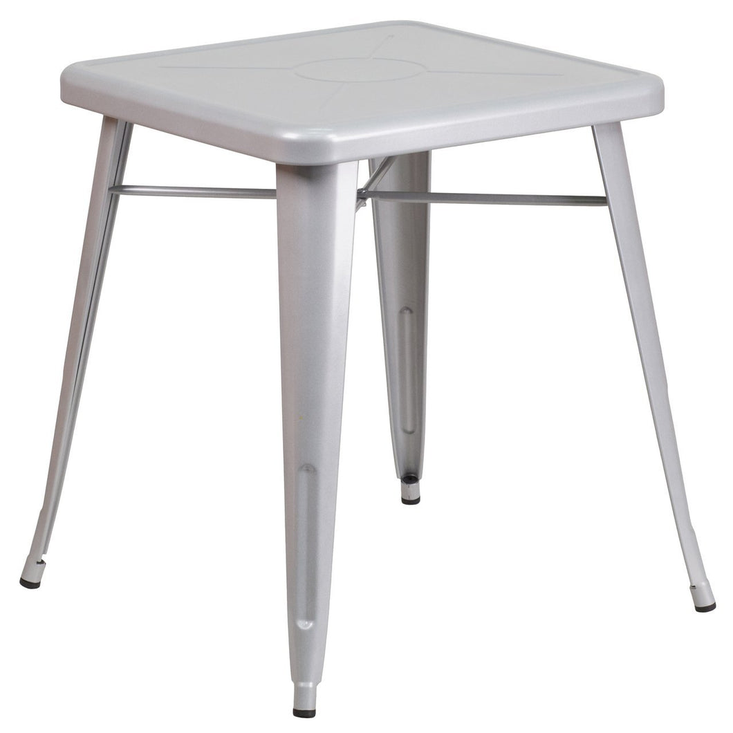 23.75'' Square Silver Metal Indoor-Outdoor Table
