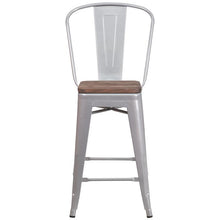 Load image into Gallery viewer, 24&quot;Height Stool with Back and Wood Seat