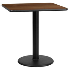 Load image into Gallery viewer, 30&#39;&#39; Square Walnut Laminate Table Top with 18&#39;&#39; Round Table Height Base
