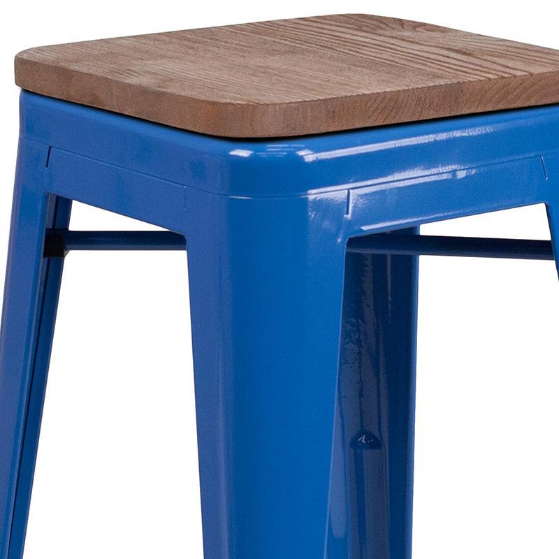  Backless Blue Metal Counter Height Stool 