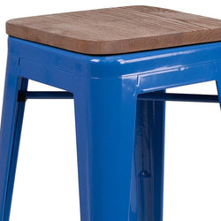  Backless Blue Metal Counter Height Stool 