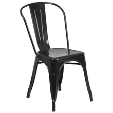 Load image into Gallery viewer, Black Metal Indoor-Outdoor Stackable Chair
