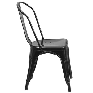 Black Metal Indoor-Outdoor Stackable Chair