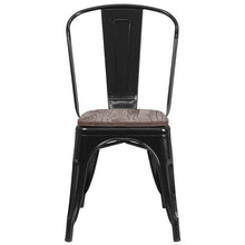 Load image into Gallery viewer, Black Metal Stackable Chair with Wood Seat