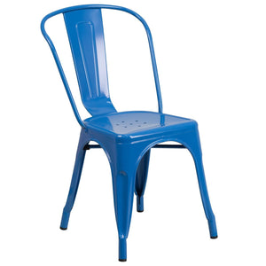 Blue Metal Indoor-Outdoor Stackable Chair