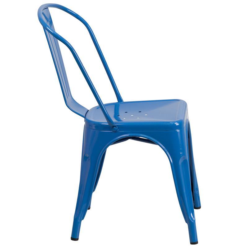 Blue Metal Indoor-Outdoor Stackable Chair