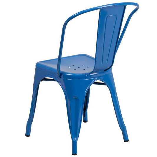Blue Metal Indoor-Outdoor Stackable Chair