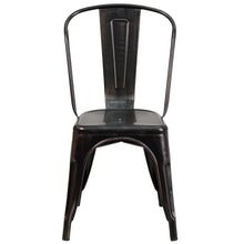 Load image into Gallery viewer, Black-Antique Gold Metal Indoor-Outdoor Stackable Chair